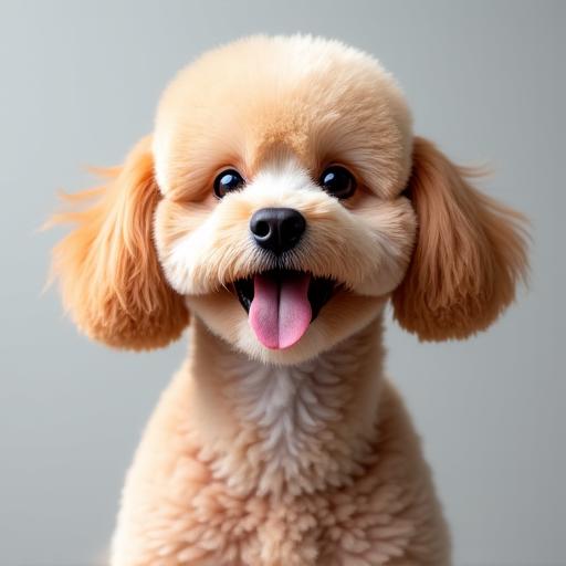 A freshly groomed poodle posing happily in the grooming salon.
